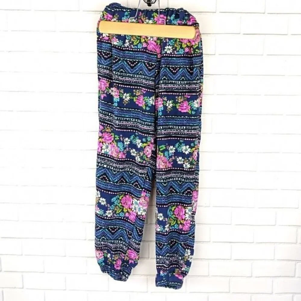 Tween Scene Blue and Pink Floral/Tribal Joggers 5/6 Girls‎